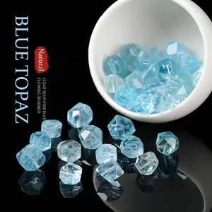 Natural Blue Topaz Faceted Loose Beads Sea Blue Gemstone For DIY Jewelry Making Handmade Necklace Bracelet Material