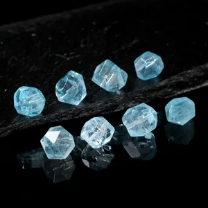 Natural ocean blue topaz faceted beads with irregular tumble cut for DIY jewelry making