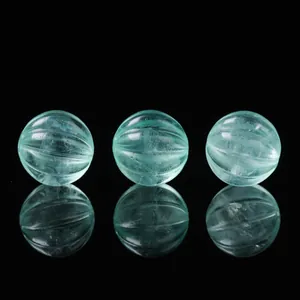 Translucent natural green fluorite carved pumpkin beads for DIY jewelry making