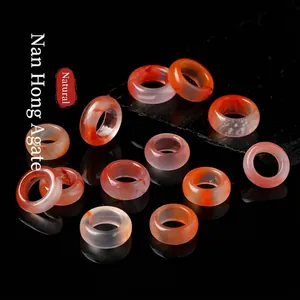 Natural Southern Red Agate Ring Bead Ice-Floated Red Polished Round Bead For DIY Jewelry Bracelet Necklace Pendant Accessory