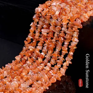 Natural Sunstone Irregular Chips Beads Polished Drilled Orange Gold Stone Beads For DIY Jewelry Making Bracelet Necklace Accessories
