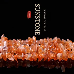 Natural golden sunstone irregular crushed beads for DIY crystal jewelry accessories