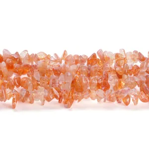 Natural sunstone gravel beads with irregular drilled shapes for DIY jewelry making