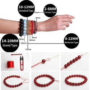 Kit de perles en œil de chat DIY avec différentes tailles et tutoriel de fabrication étape