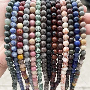Assortiment de perles rondes en pierre naturelle pour la création de bijoux DIY