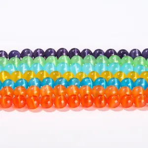 Perles en pierre œil de chat multicolores pour la fabrication de bijoux DIY