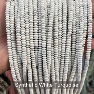 Handmade 2mm synthetic white turquoise abacus spacer beads for DIY jewelry making