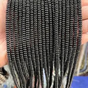 Premium 2mm natural black stone abacus loose beads for DIY jewelry bracelet making