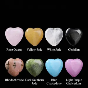 Heart Shape Natural Stone Beads For Jewelry Making DIY Charms Pendants Rose Quartz Obsidian Chalcedony Polished Gemstone Accessories