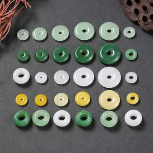 Glazen Ping An Kou Bedels Voor Sieraden Maken DIY Bevindingen Imitatie Jade Wit Groen Geel Ronde Donut Kralen Voor Ketting Armband Crafting