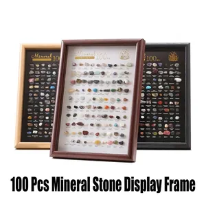 Natürliche Mineralienproben Fotorahmen Holzwerkstoff Kristallstein Sammlung Für Wissenschaft Bildung Home Decor Desktop Ornament