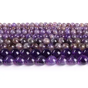 Perles rondes en améthyste naturelle de tailles variées pour bijoux et bracelets DIY