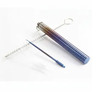 Portable Titanium Steel Toothpick Holder Mini Pill Bottle Waterproof Metal Toothpick Set Gradient Color For Travel Outdoor