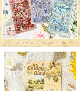 Detailed view of vintage floral sticker pack for DIY scrapbooking and creative crafts.