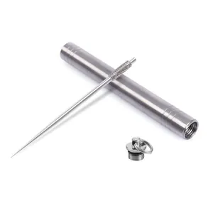 Portable titanium alloy toothpick with waterproof EDC storage tube and keyring loop