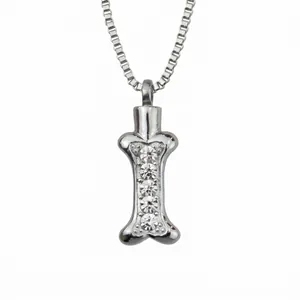Collar de Urna de Acero Inoxidable para Cenizas de Mascotas Colgante de Cápsula Conmemorativa Con Kit de Embudo Bolsa de Terciopelo