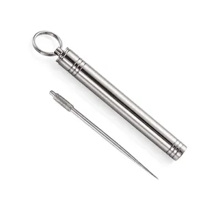 Portable stainless steel toothpick holder set with waterproof keychain container