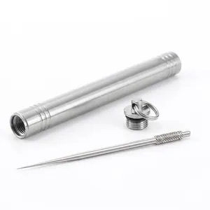 Portable Titanium Stainless Steel Toothpick Holder Waterproof Mini Outdoor Toothpick Box Travel Storage Container With Keychain