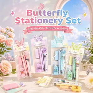 Butterfly Stationery Gift For Students Including Multi Color Ballpoint Pen Mechanical Pencil Eraser School Office Prize Awards