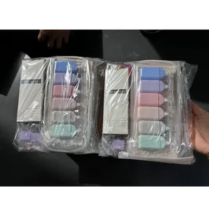 Detailed view of the stationery set in original plastic packaging with Morandi highlighter pens