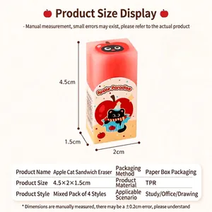 Tabla de dimensiones del producto para borrador de gato manzana, 4,5x2x1,5 cm