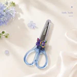 Forbici di sicurezza blu per bambini con motivo a farfalla per lavoretti creativi DIY