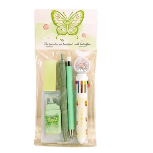 Butterfly stationery set with green pens eraser and sharpener gift pack for students