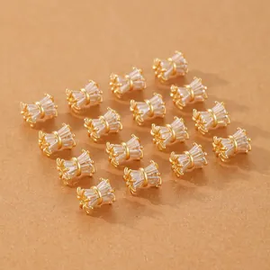 Perles d'espacement en cristal doré pour accessoires de fabrication de bijoux