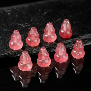 Cuentas de Cuarzo Fresa Natural Forma de Calabaza para Joyería DIY Cristal Rosa Espaciadores para Pulsera Collar Artesanías Hechas a Mano