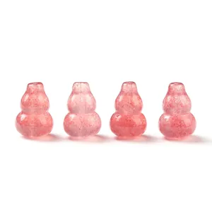 Cuentas espaciadoras de cuarzo fresa con forma de calabaza para joyas