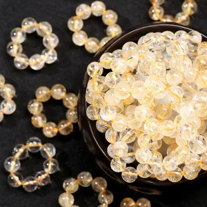 Anelli di perle in quarzo rutilato dorato naturale per la creazione di gioielli fai da te
