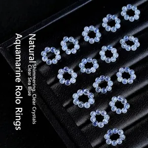 Natural Aquamarine Ice Blue Crystal Spacer Rings Handcrafted Gemstone Jewelry Making Findings For DIY Jewelry Accessories