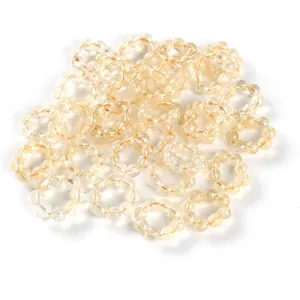 Anelli di cristallo di quarzo dorato naturale sfaccettato per creazione gioielli DIY
