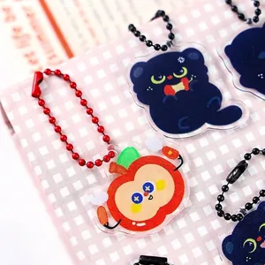 Cartoon Apple Cat Acrylic Keychain Cute Ins Style Cat Apple Pendant For Bag Pencil Case Decoration Keychain For Students Kids Gift