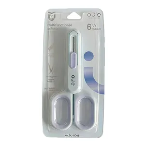 Portable 2-in-1 multifunctional scissors and utility knife in mint green and purple finish