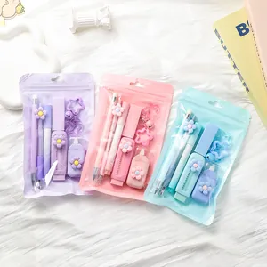 Lindo Set de Papelería Floral Caja de Regalo de Estudio Útiles Escolares con Bolígrafo de Gel Cinta Correctora