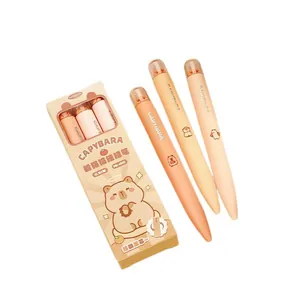 Cute cartoon Capybara twist gel pen set with 0.5mm black ink for school and office