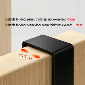 Black metal over-the-door hook for 4.5cm thick doors with punch-free seamless design