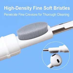 Multifunctional cleaning pen with soft high-density bristles for wireless earbud maintenance