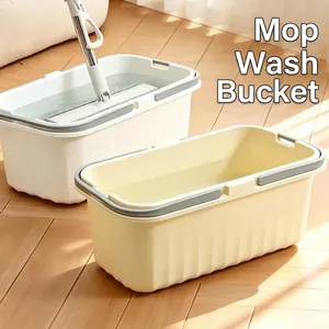 Durable rectangular cleaning bucket for mops with large capacity and sturdy handle