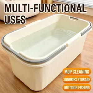 Large rectangular mop bucket for floor cleaning and household storage