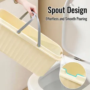 Large cream rectangular mop bucket with integrated pouring spout and ergonomic handle