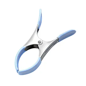 Large heavy duty windproof stainless steel clothespin for quilts in a light blue.