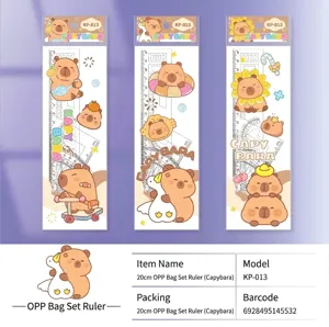 Ensemble de règles dessin animé capybara 20cm papeterie multifonctionnelle pour étudiants
