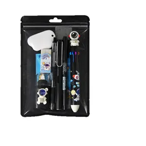 Astronaut stationery gift set for boys featuring pens and ruler in a black zip bag.
