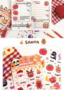 Macro view of colorful cartoon PET stickers featuring cute characters for creative journal decoration