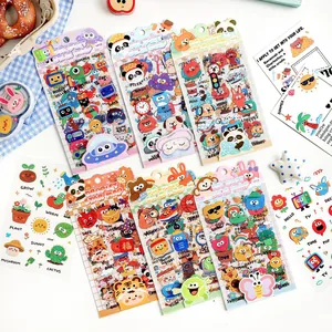 Cartoon PET Journal Sticker Set 4 Sheets Per Pack Waterproof Transparent Decorative Stickers For Kids DIY Scrapbooking Stationery