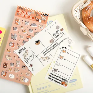 Cute cartoon fox and cat stickers for DIY journaling, handmade craft stationery set.