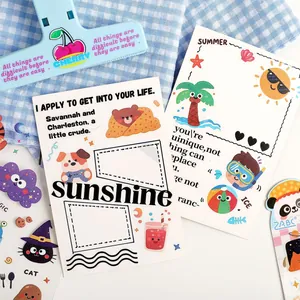 Set of cute cartoon animal and motivational quote stickers for DIY journaling decor