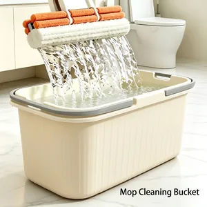 Large capacity rectangular plastic mop bucket for household floor cleaning and washing